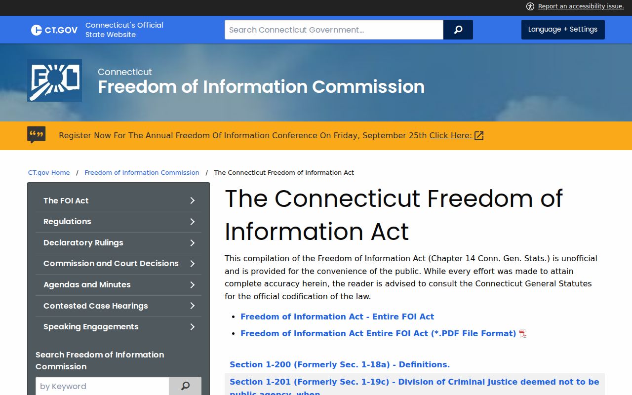 New Britain residents directory Connecticut FOI records guidance