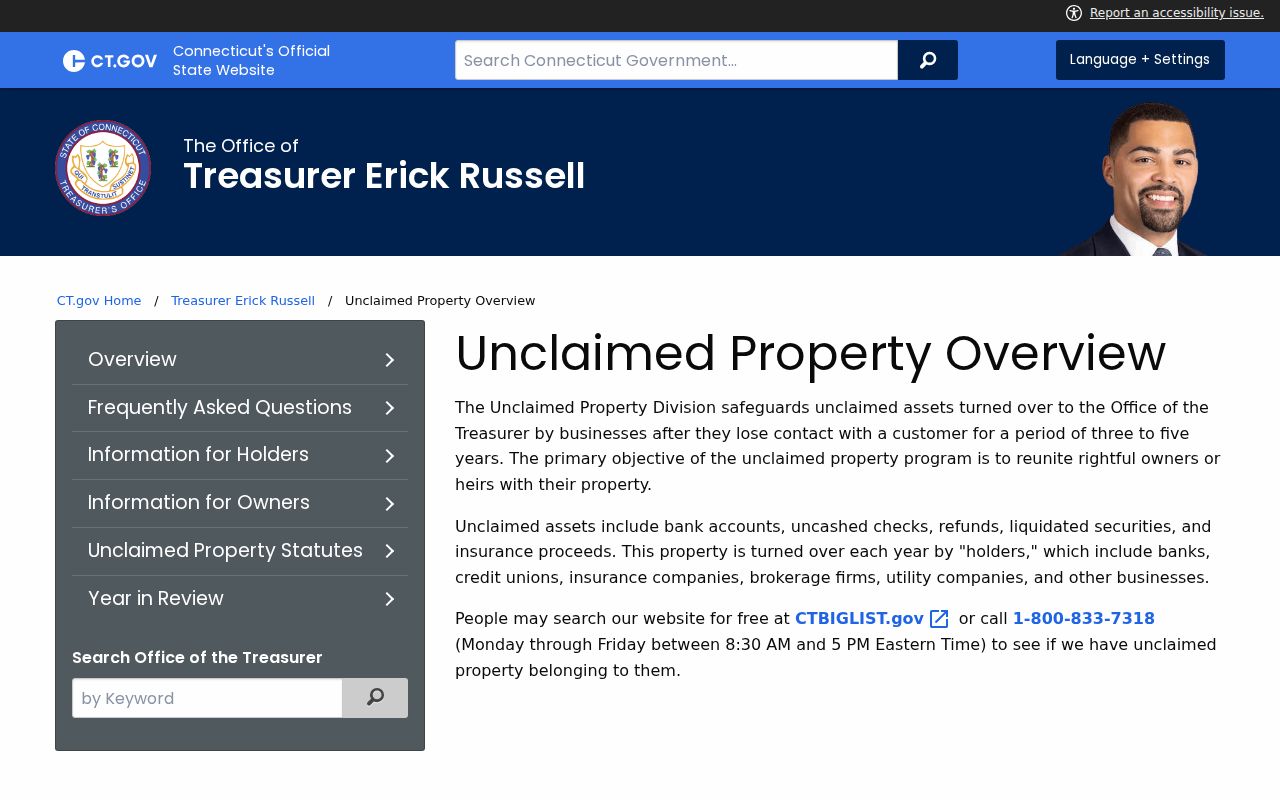 New Britain residents directory Connecticut unclaimed property search
