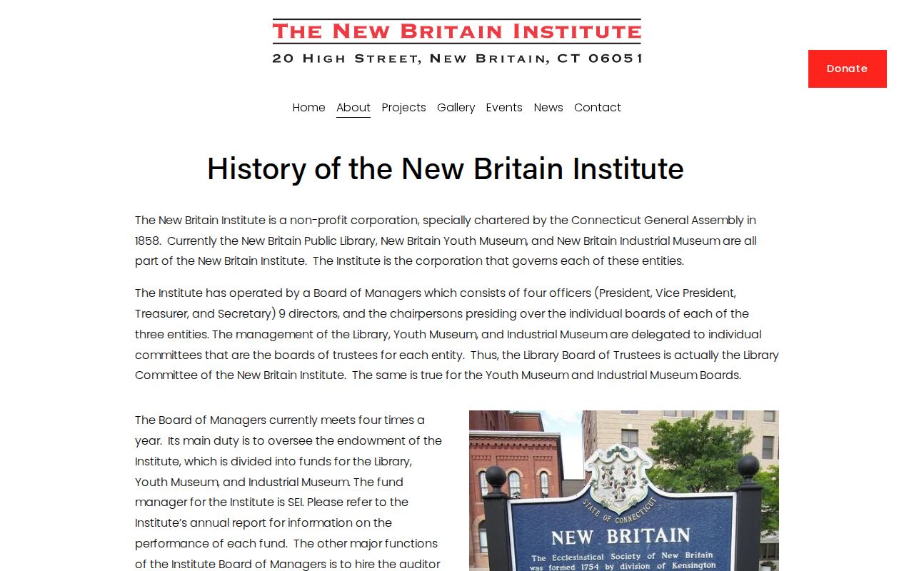 New Britain previous residents New Britain Institute industrial archive context