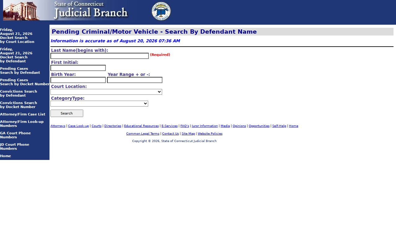 New Britain resident lookup criminal docket search