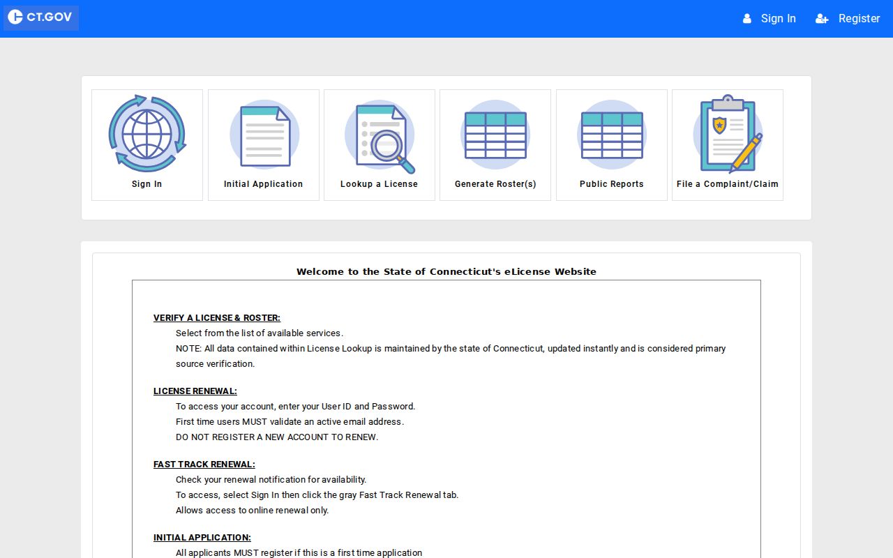 New Britain resident lookup professional license verification
