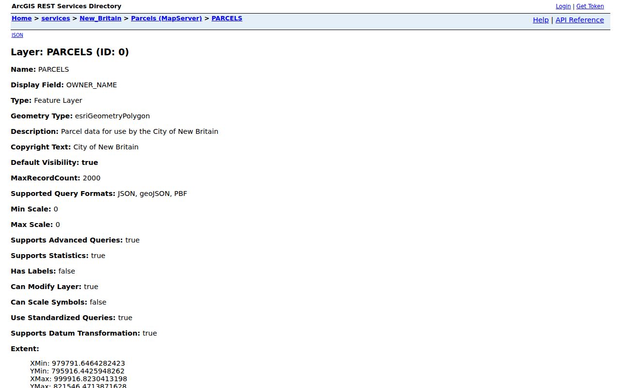 New Britain street directory ArcGIS parcel layer
