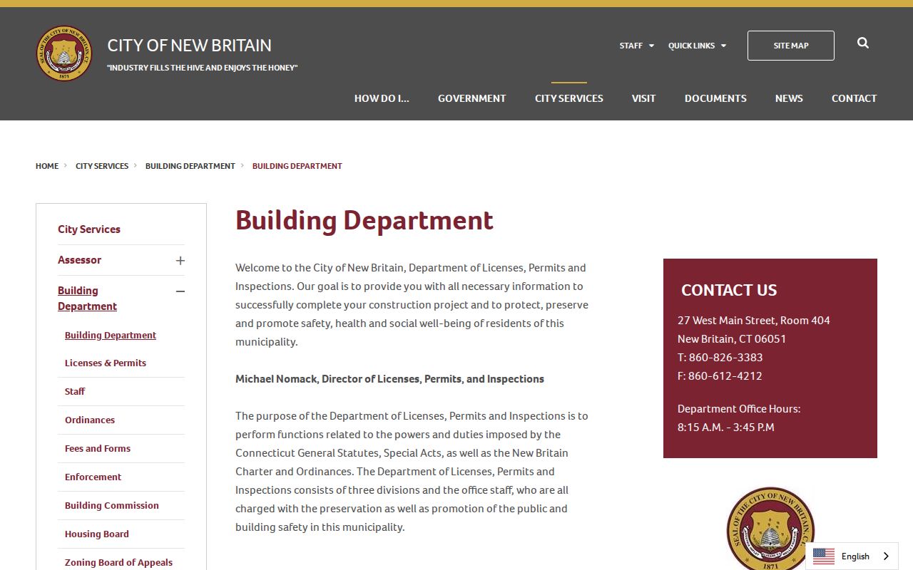 New Britain street directory building department records